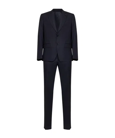 Lardini Long-sleeved Blazer And Trousers Set In Blue