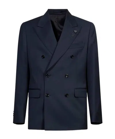Lardini Long-sleeved Blazer And Trousers Set In Blue