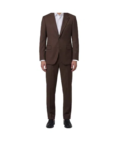 Lardini Long-sleeved Blazer And Trousers Set In Brown