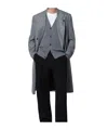 Lardini Grey Double-breasted Coat In Wool With Herringbone Pattern In Gray