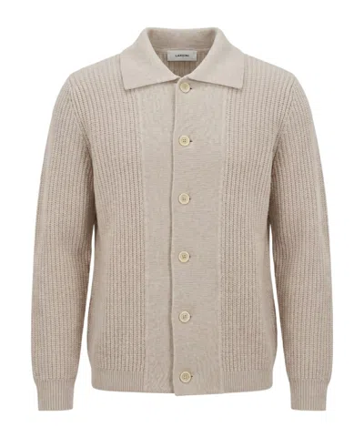 Lardini Long-sleeved Knitted Cardigan In Neutral