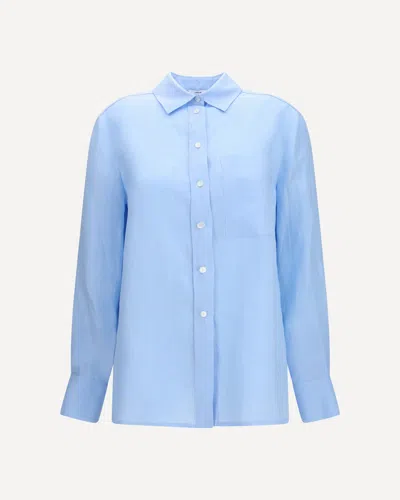 Lardini Long-sleeved Linen Shirt In Blue