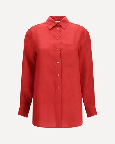 Lardini Long-sleeved Linen Shirt In Red