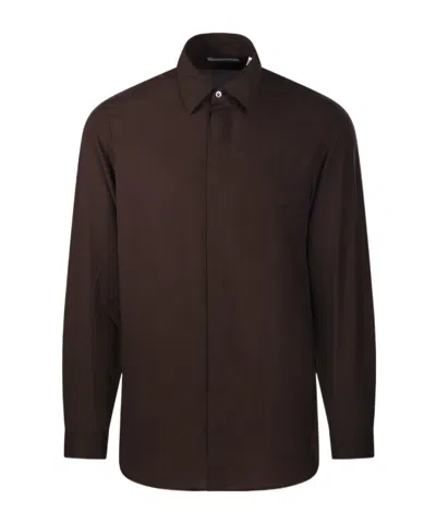 Lardini Long-sleeved Shirt In Brown