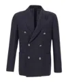 Lardini Herringbone-pattern Double-breasted Blazer In Blue