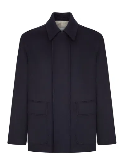 Lardini Loro Piana Water-repellent Beaver Wool Blouson In Blue