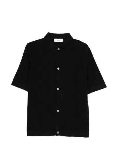 Lardini Maglia In Cotone Nero Con Bottoni E Maniche Corte  In Black