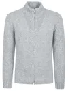 Lardini Knitted Zip-up Sweater With High Collar In White
