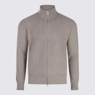 Lardini High Collar Long Sleeve Knit Sweater In Neutral