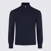 Lardini High Collar Long Sleeve Knit Sweater In Blue