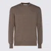 Lardini Long Sleeve Crewneck Sweater With Ribbed Cuffs And Hem In Brown