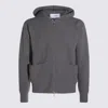 Lardini Hooded Ribbed Crewneck Front Pockets In Gray