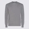 Lardini Long Sleeve Crew Neck Sweater With Ribbed Hem In Gray