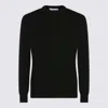 Lardini Crew Neck Long Sleeve Sweater With Ribbed Cuffs In Black