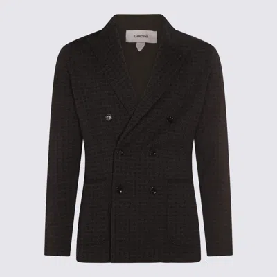 Lardini Tailored Houndstooth Suit Button Detailing In Brown