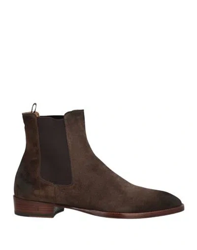 Lardini Man Ankle Boots Taupe Size 10 Leather In Gray