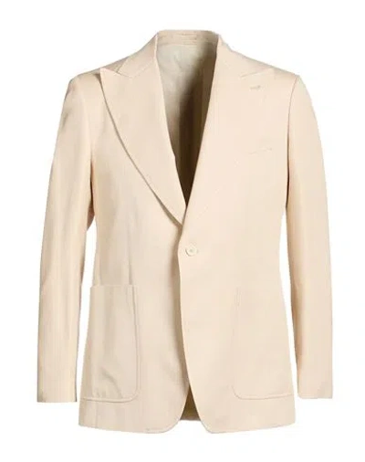 Lardini Man Blazer Beige Size 38 Viscose, Silk In Neutral