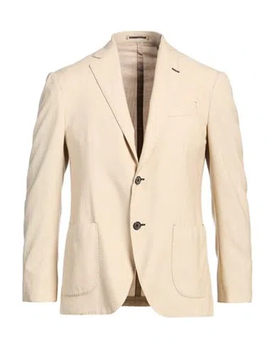 Lardini Man Blazer Beige Size 40 Cashmere, Silk In Neutral