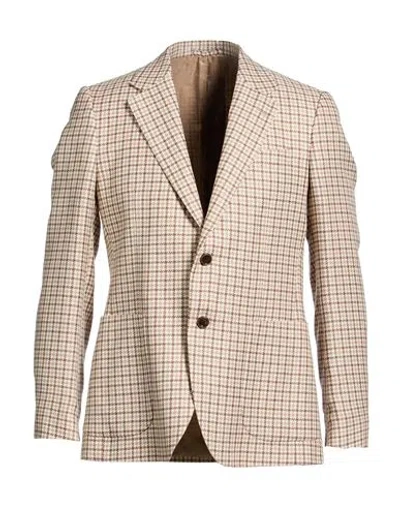 Lardini Man Blazer Beige Size 40 Cotton, Linen In Neutral