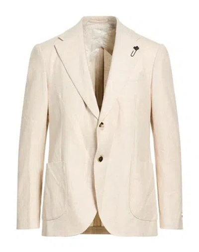 Lardini Man Blazer Beige Size 40 Wool In Neutral