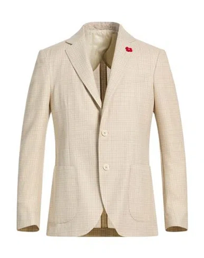 Lardini Man Blazer Beige Size 40 Wool In Neutral