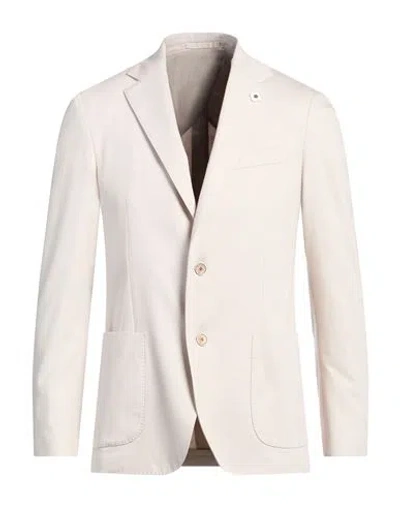 Lardini Man Blazer Beige Size 42 Cotton, Elastane