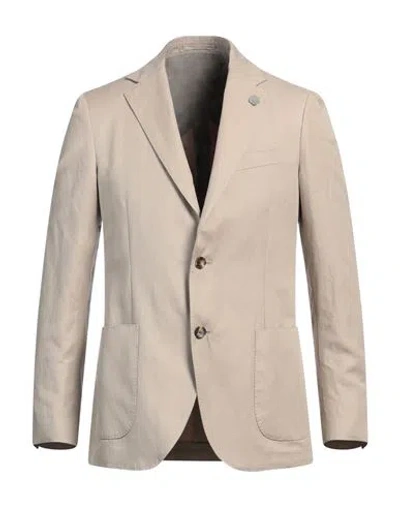 Lardini Man Blazer Beige Size 42 Linen, Cotton