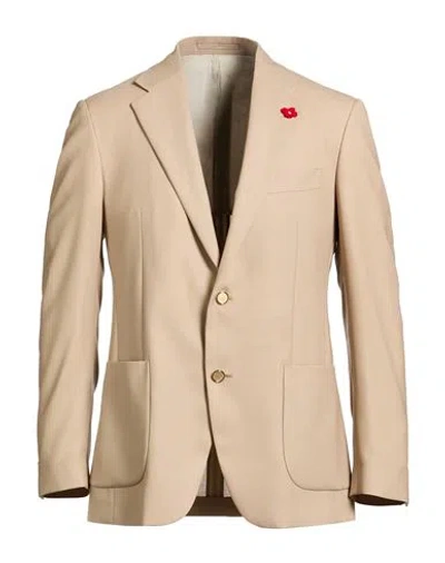 Lardini Man Blazer Beige Size 42 Virgin Wool In Brown