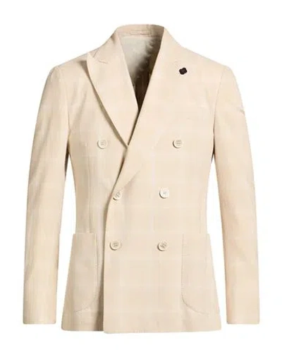 Lardini Man Blazer Beige Size 42 Viscose, Cotton In Neutral