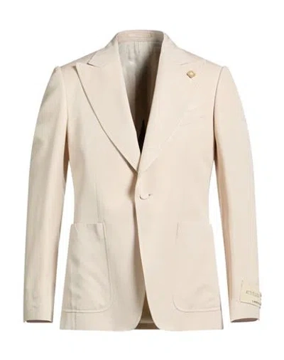 Lardini Man Blazer Beige Size 42 Viscose, Silk In Brown
