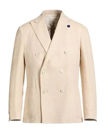 Lardini Man Blazer Beige Size 42 Wool, Silk, Linen, Cotton In Brown