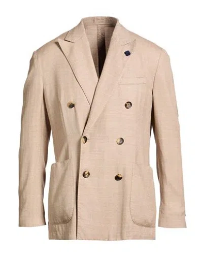 Lardini Man Blazer Beige Size 44 Cashmere, Wool, Silk In Gray