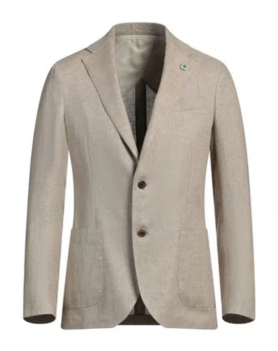 Lardini Man Blazer Beige Size 44 Linen