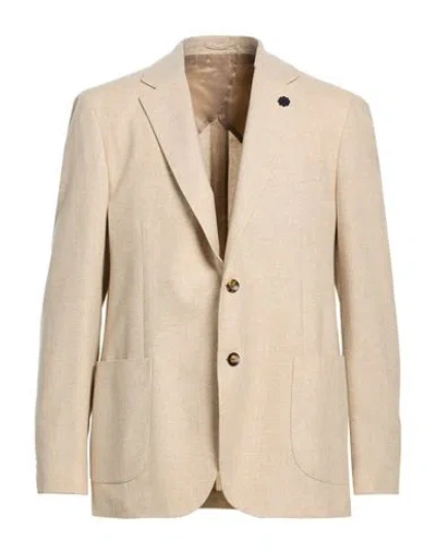 Lardini Man Blazer Beige Size 44 Virgin Wool, Cashmere In Neutral
