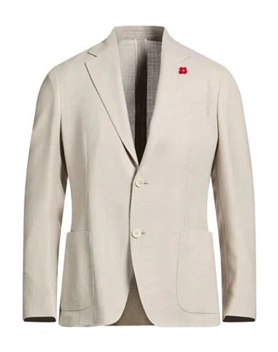 Lardini Man Blazer Beige Size 44 Wool, Linen, Silk In Gray