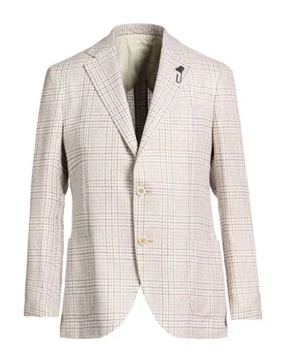 Lardini Man Blazer Beige Size 46 Cotton, Linen In Neutral