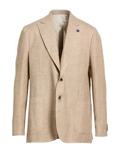 Lardini Man Blazer Beige Size 48 Linen, Wool In Sand