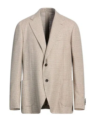 Lardini Man Blazer Beige Size 48 Wool, Silk In Neutral