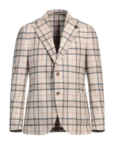 Lardini Man Blazer Beige Size L Wool