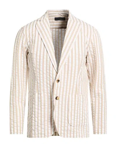 Lardini Man Blazer Beige Size M Cotton In Neutral