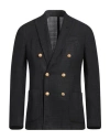 Lardini Man Blazer Black Size 36 Wool, Silk In Black