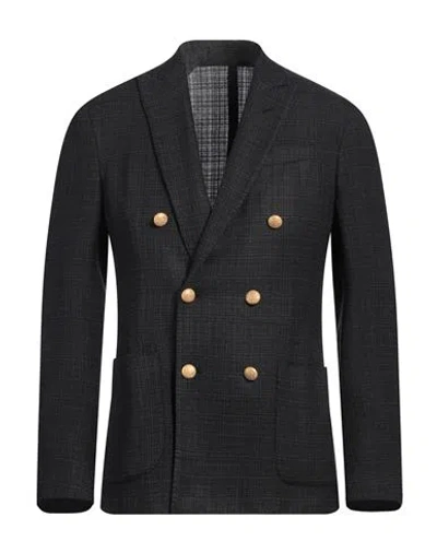 Lardini Man Blazer Black Size 36 Wool, Silk