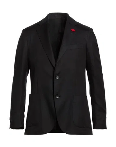 Lardini Man Blazer Black Size 38 Cashmere, Virgin Wool, Silk