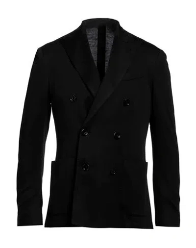 Lardini Man Blazer Black Size 38 Silk, Cotton