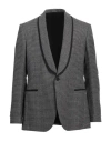 Lardini Man Blazer Black Size 38 Wool, Linen In Black