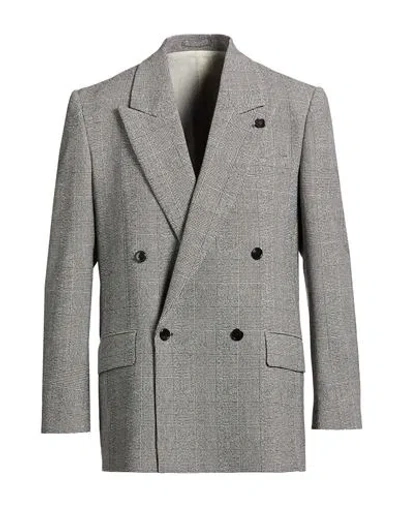 Lardini Man Blazer Black Size 40 Polyester, Wool, Elastane In Gray