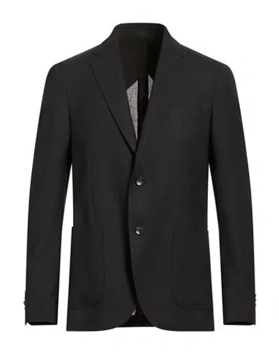 Lardini Man Blazer Black Size 40 Wool In Animal Print