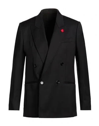 Lardini Man Blazer Black Size 42 Wool In Blue