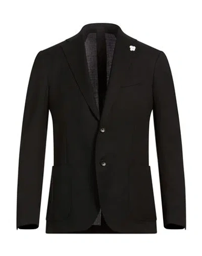 Lardini Man Blazer Black Size 44 Polyester, Wool, Elastane