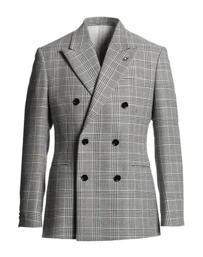 Lardini Man Blazer Black Size 44 Virgin Wool In Gray